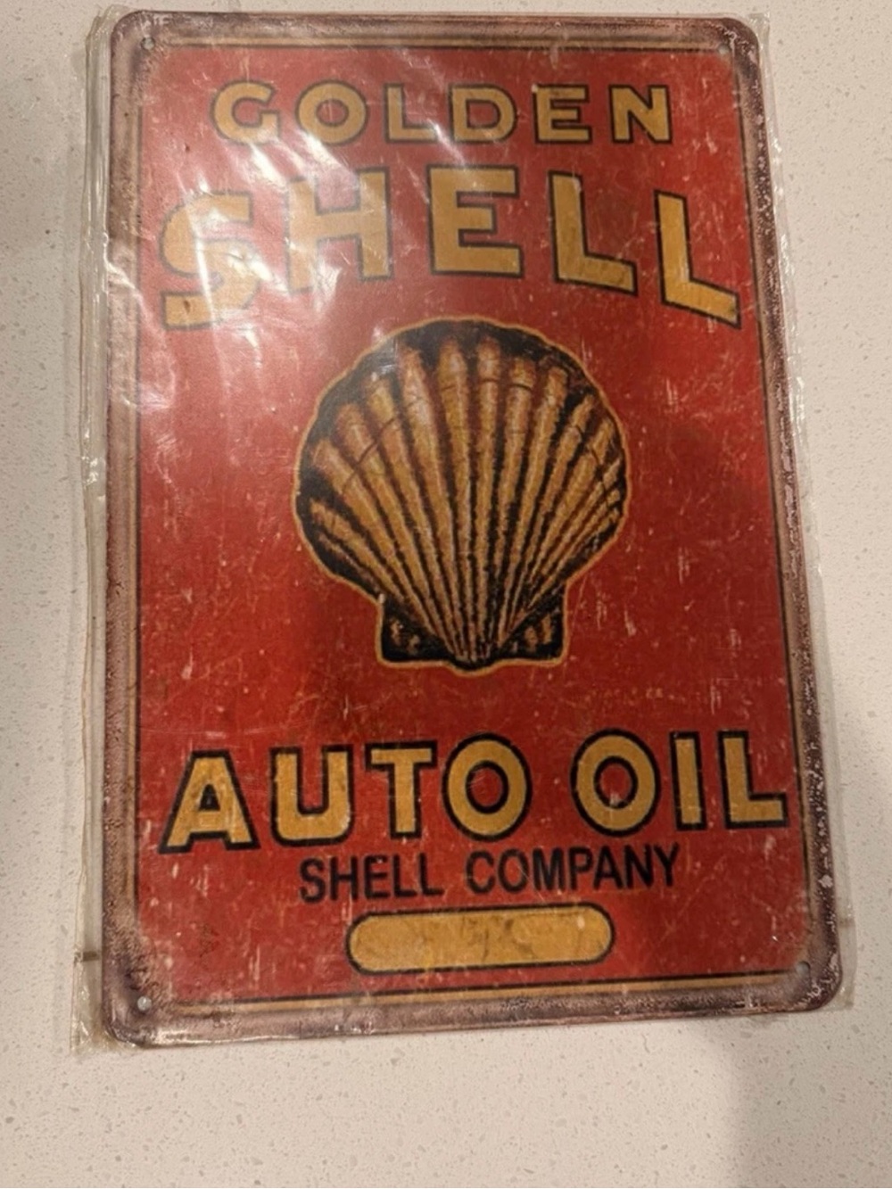 Red Auto Oil Decorative Metal Sign